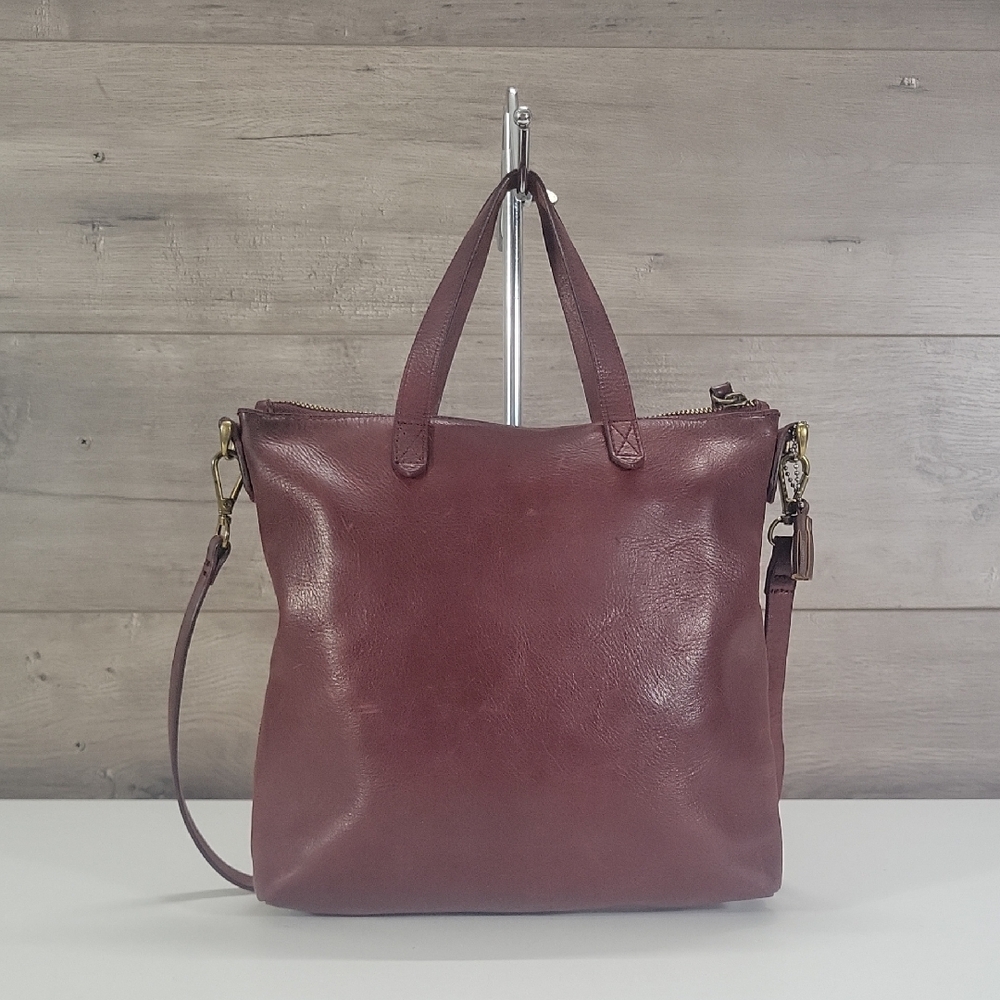 Small Madewell Burgundy Leather Tote Crossbody Bag